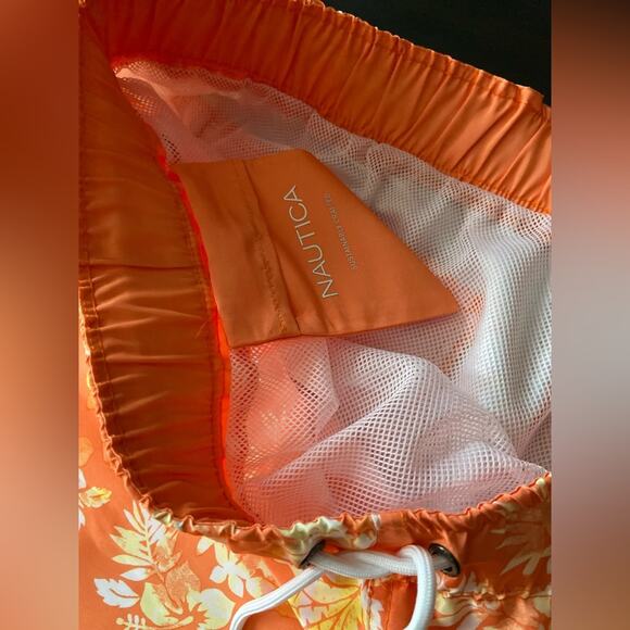 NAUTICA Orange Floral Performance Swim Trunks sz XXL (NWT) - Picture 5 of 6